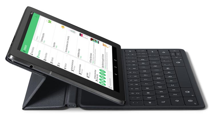 Magnetically attached fully responsive keyboard with Nexus 9 